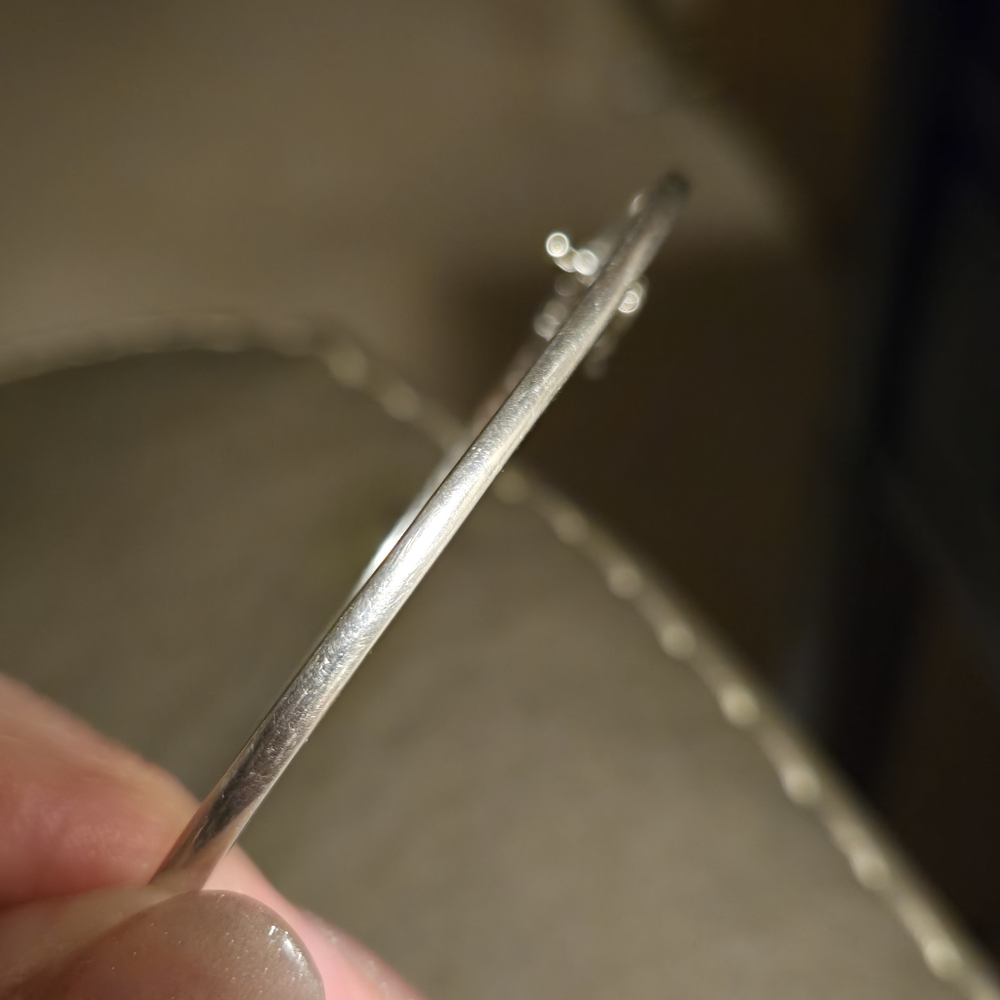 Rhodium plated sterling silver lab created diamond Bangle bracelet - Picture 7 of 10